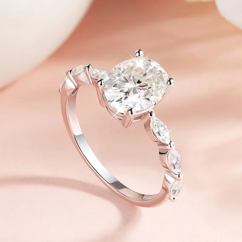 FCGJHW 1CT 2CT Oval Full Moissanite Wedding Ring for Women Bridal Promise Band 100% S925 Sterling Silver Plated 18k Gold 2026