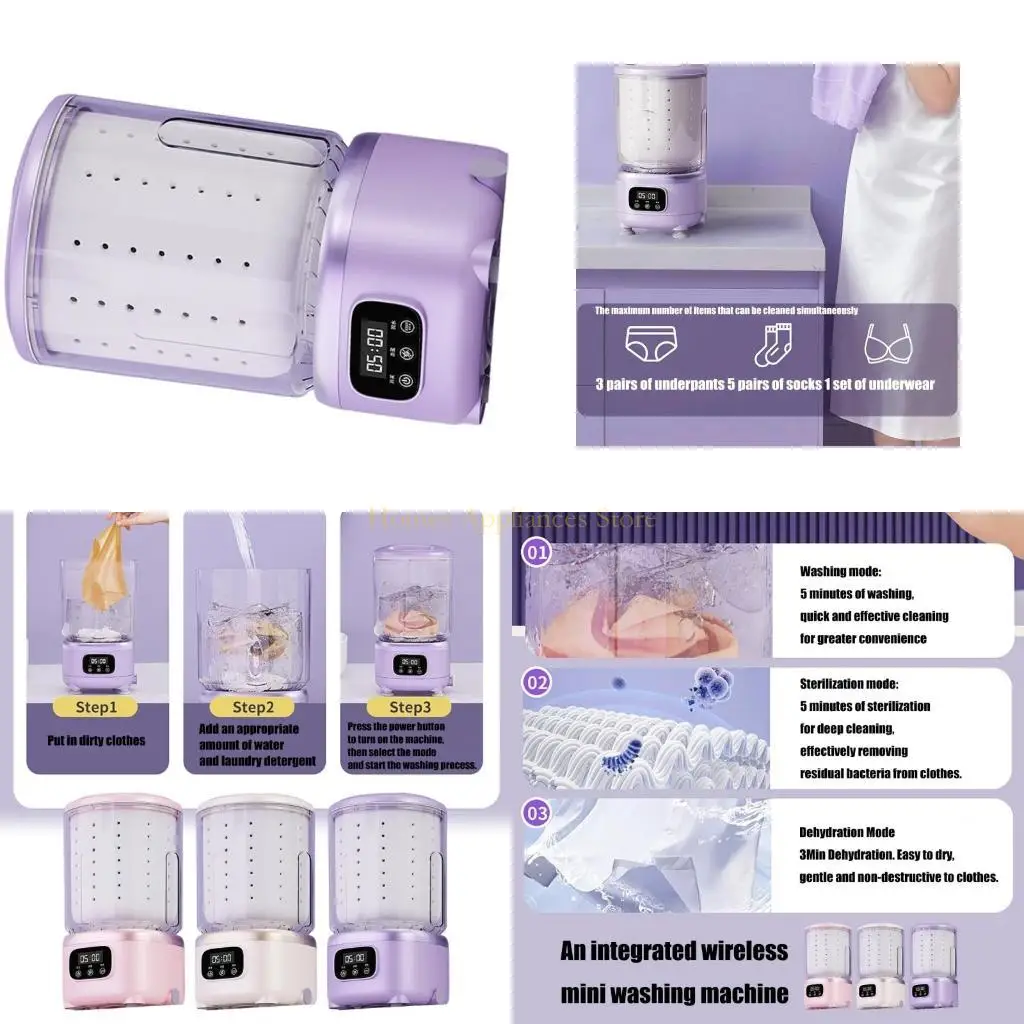 

D0AB 2L Дорожная стиральная машина Стиральная машина на аккумуляторной батарее Средство для чистки нижнего белья