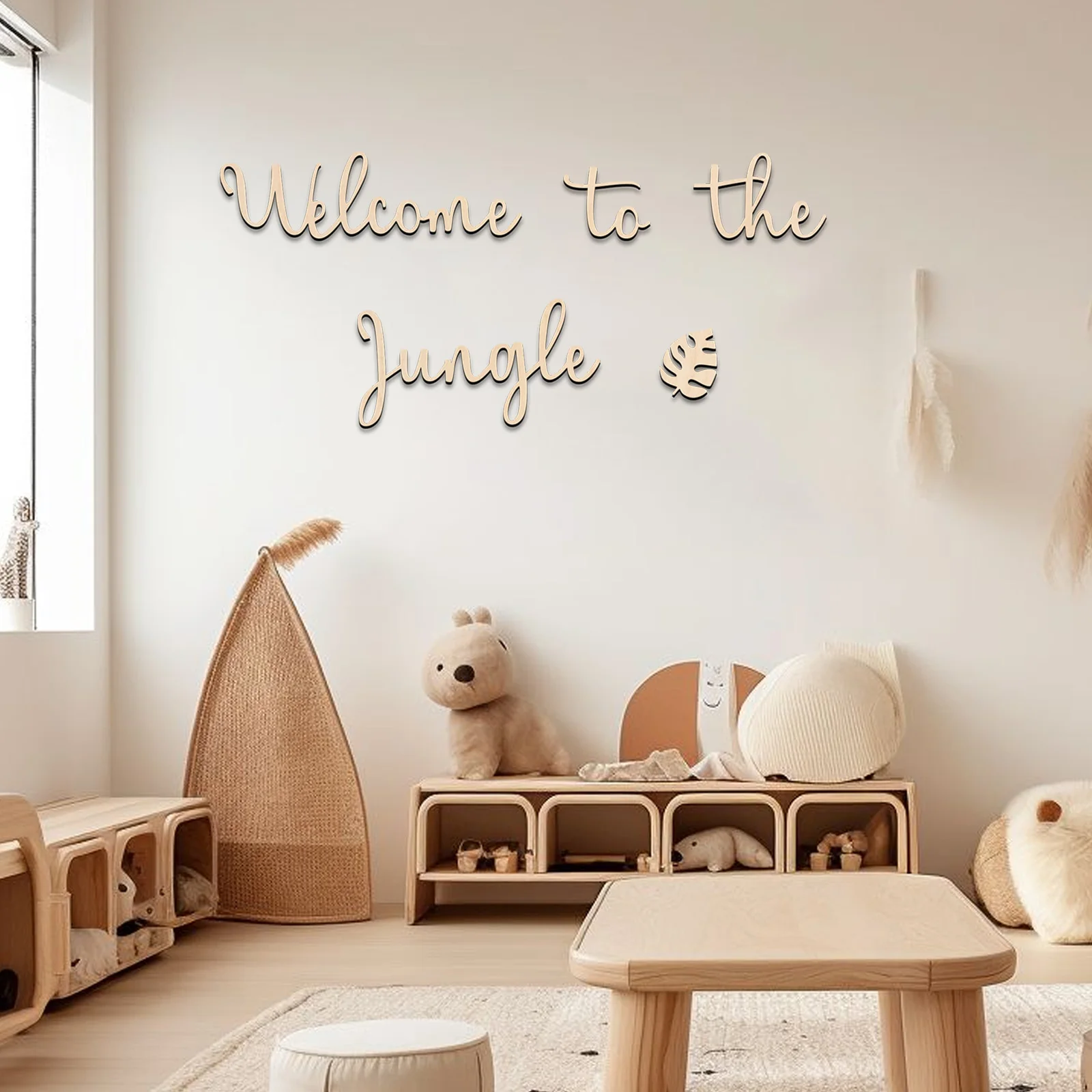 

Welcome to the Jungle Wooden Sign - Kids Room Decor, Forest Nursery Wall Art, Jungle Animal Theme, Baby Shower Gift, Home Decora