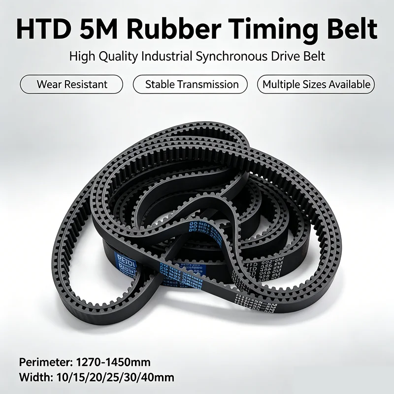 HTD 5M Closed Loop Rubber Timing Belt Synchronous Belt Perimeter 1270-1450mm Width 10/15/20/25/30/40mm For Engraving Drive Parts