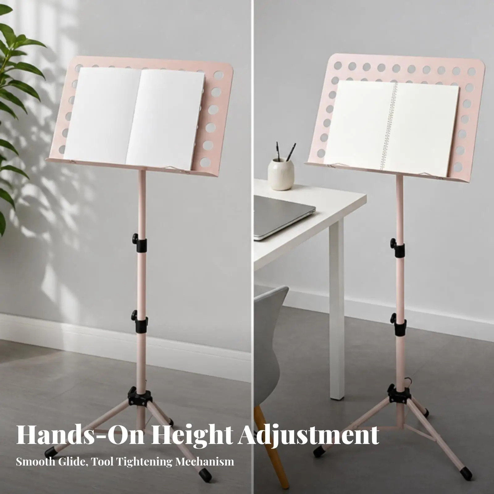Adjustable Sheet Music Holder Stand Stainless Steel Tripod Base for Classroom Rehearsal Use