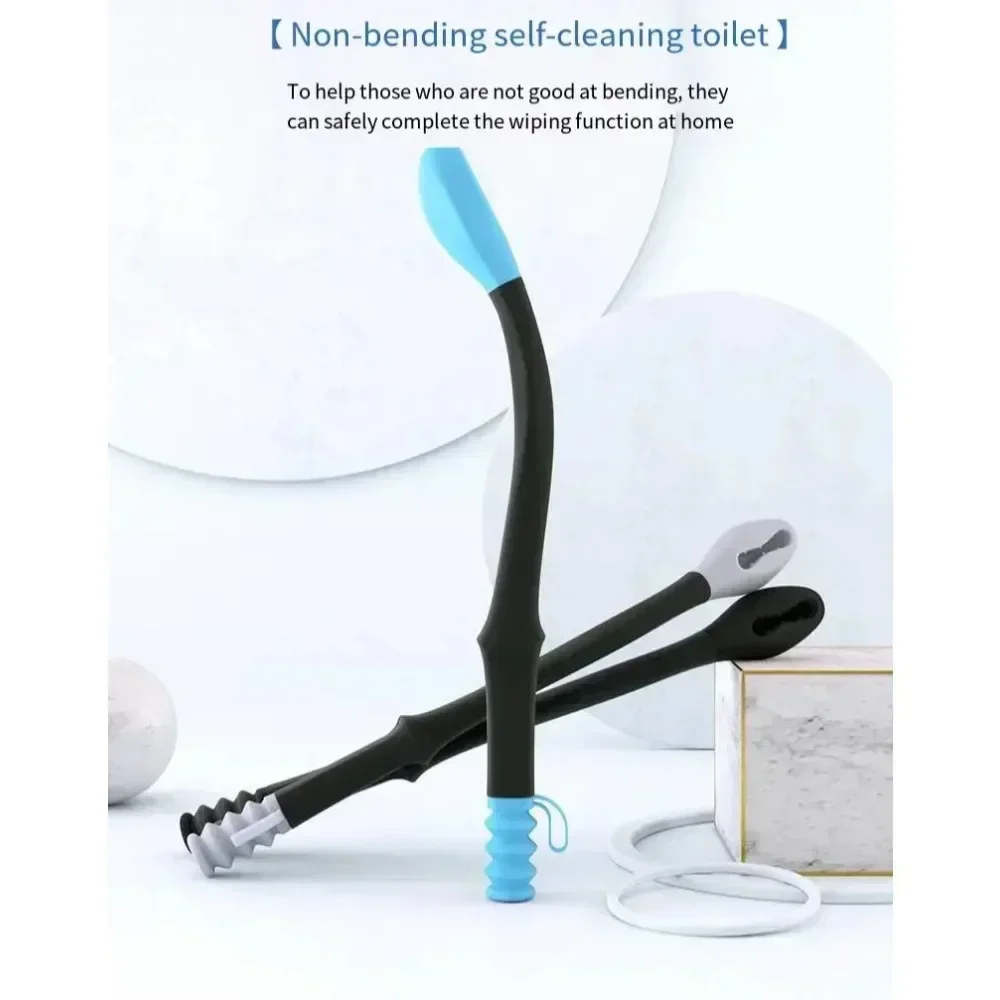 1 PC Silicone Non-bending Toilet Cleaner for The Elderly Pregnant Women Disabled and Obese Toilet Auxiliary Cleaning and Nursing