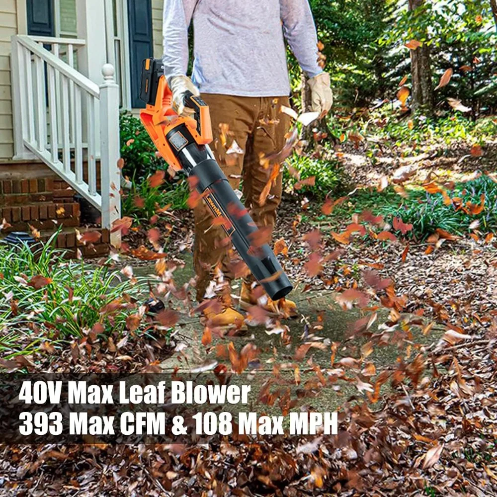 Imagem -02 - Lawnmaster Cordless Leaf Blower Lightpeso Leaf Blower a Pilhas Carregador Rápido Max 2.0ah 40v Clbl4016a