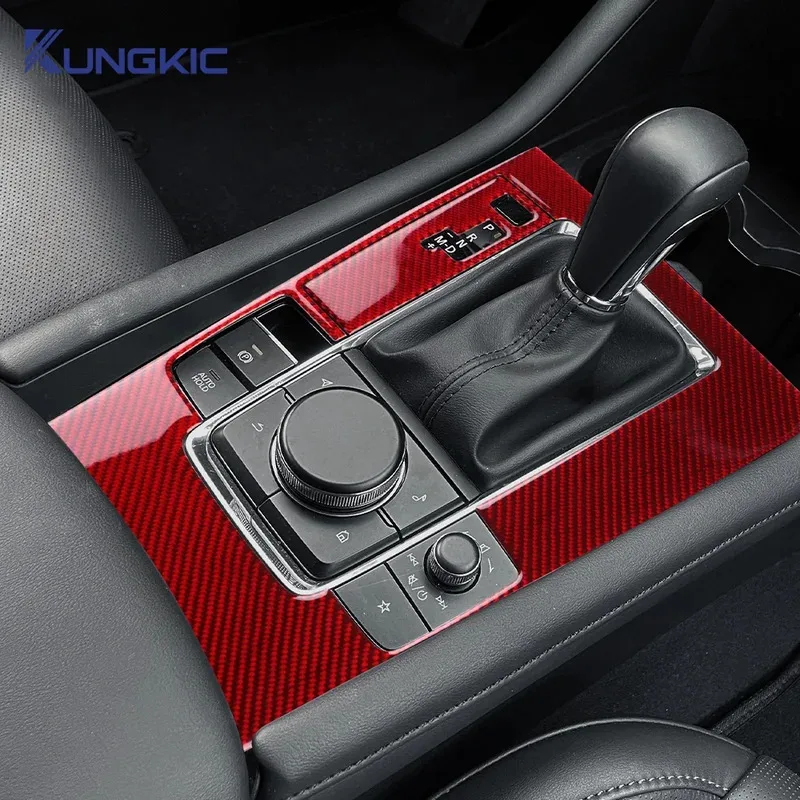 Real Soft Carbon Fiber For 3 BP 2019 2020 2021 2022 2023 2024 2025 Mazda3 Axela Manual Automatic Gear Shift Panel Sticker