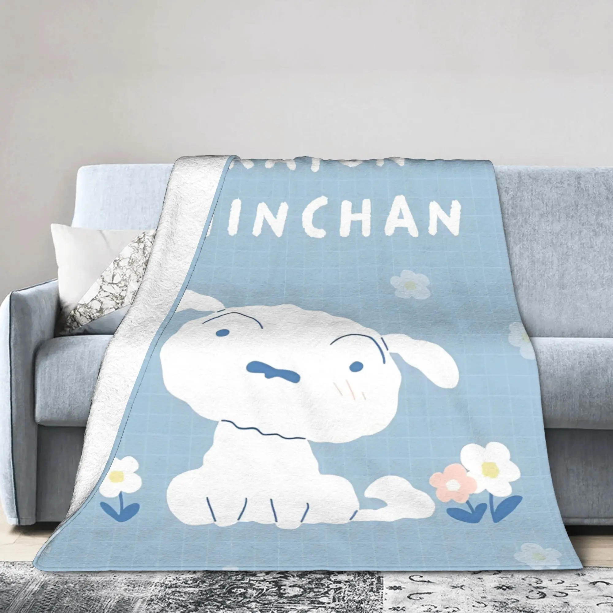 

Crayon Shin-chan Cartoon Blankets Fleece Textile Decor Shiro Dog Portable Thin Throw Blankets for Bed
