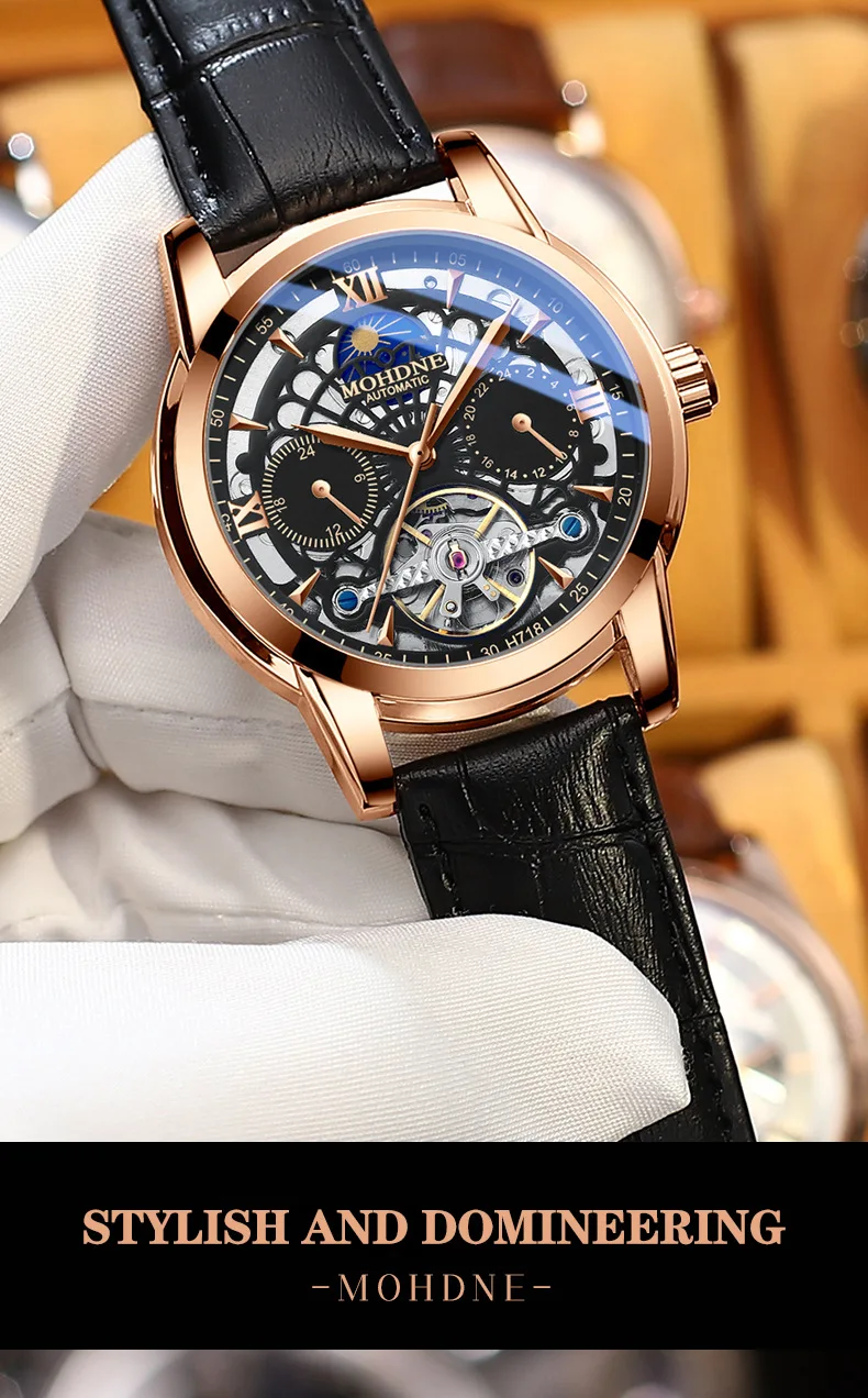 Montre mécanique à tourbillon entièrement automatique pour homme, montre miroir saphir, étanche, luxe, à la mode, nouveau