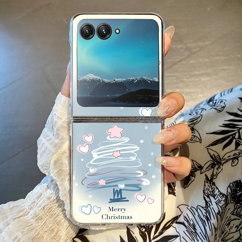 Christmas Tree Patterned Case For Motorola Razr 50 Ultra Razr 40 Ultra 50 40 Transparent Hard PC Folding Shockproof Phone Cover