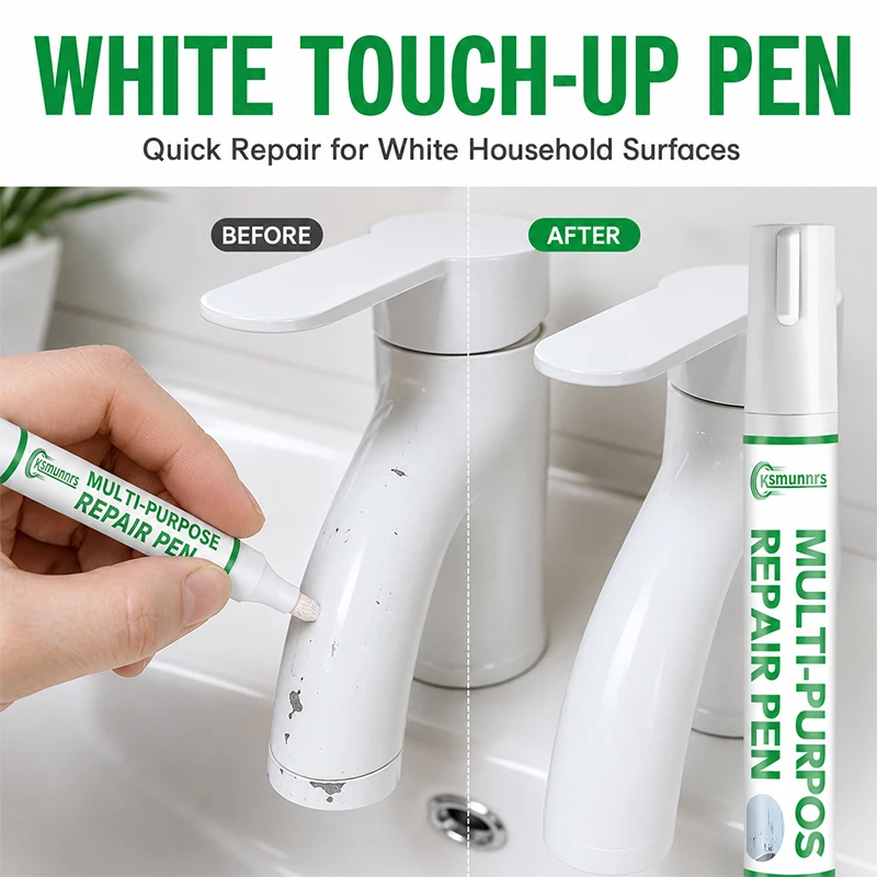 White Multi-Surface Touch-Up Pen, Paint Repair Marker for Furniture, Wood, Cabinets, Cars, Faucets and Small Surface Scratches