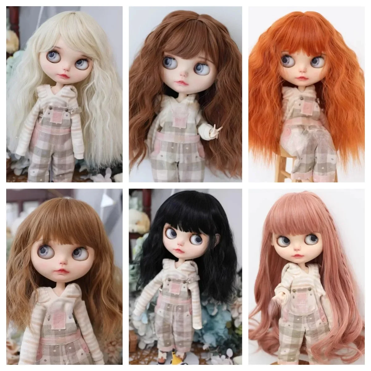 

Парик куклы подходит для окружности головы 25-27,5 см, кукла Блит, игрушки с длинными вьющимися волосами, платье, игровой домик, аксессуары для кукол, без куклы