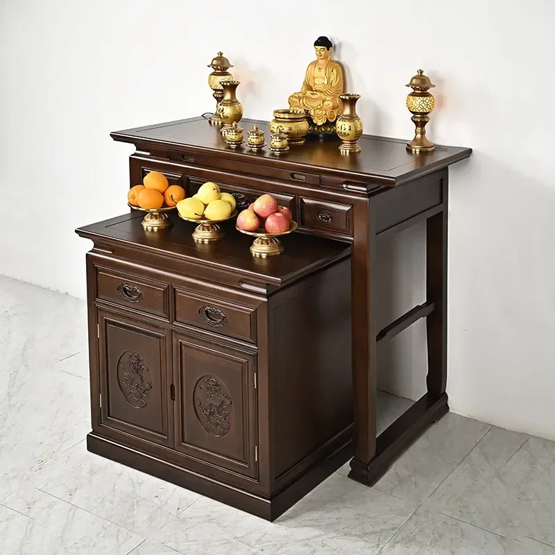 Van Zefu Solid Wood Incense Table Simple Household Buddha Altar Cabinet New Chinese Style Offering Table for Porch Living