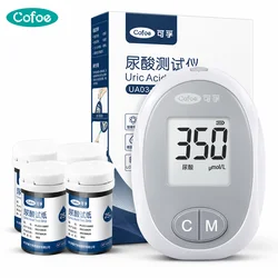 Test şeritleri ve lansetler ile Cofoe UA03 ürik asit ölçer Gout Test cihazının ev ürik asit ölçümü için iğneler