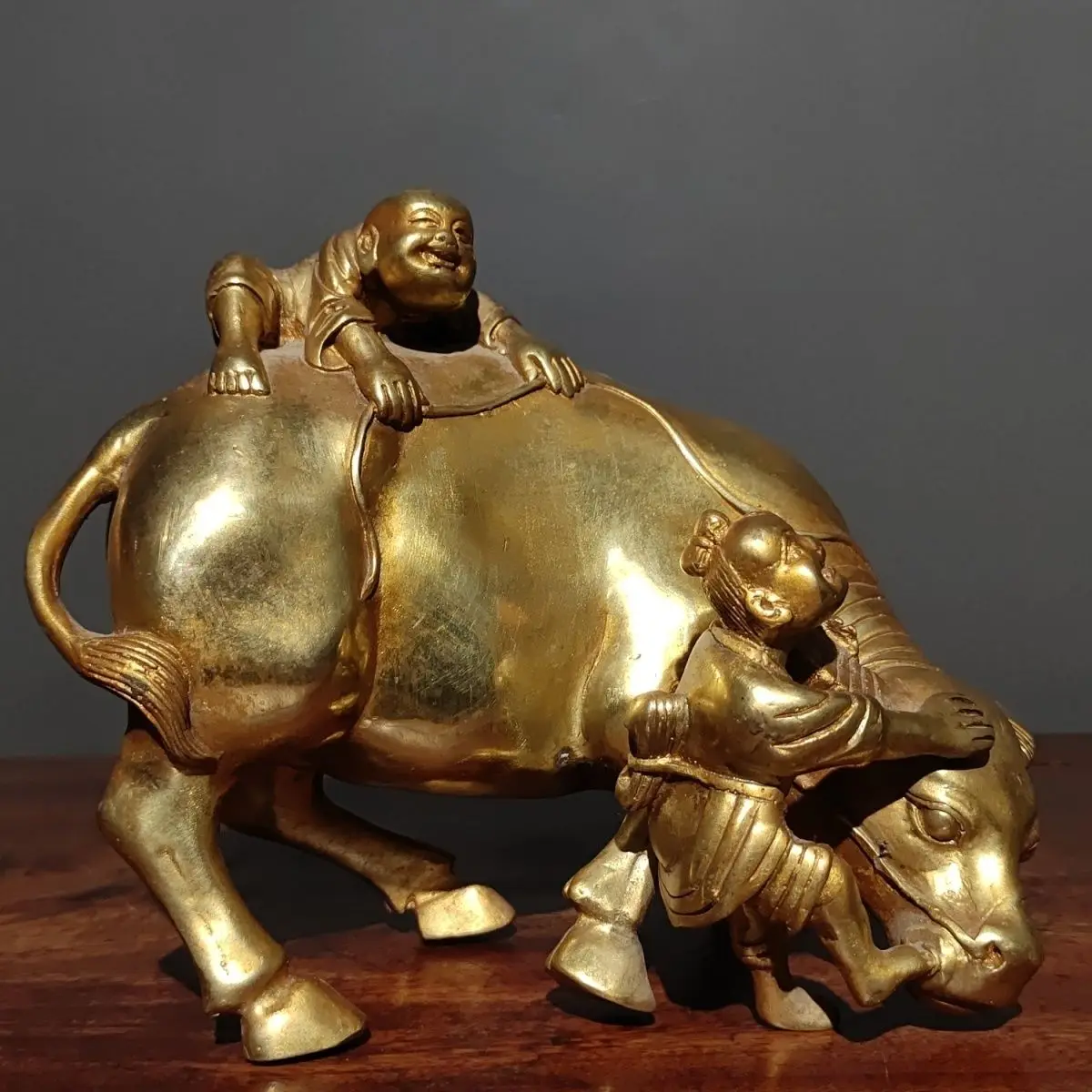 Shepherd boy riding a yellow ox zodiac bull Ornament Decoration Tea Pet Figurines Desk Decor Accessories