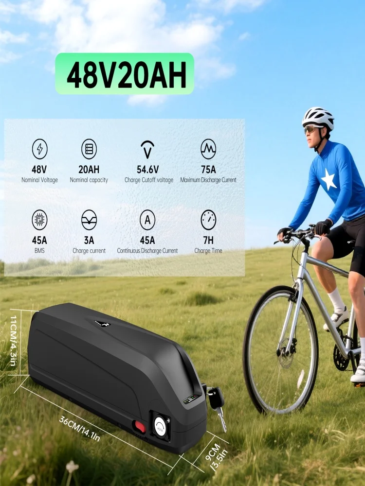 Hailong EBike Battery 48V 20AH  5PINS  52V 36AV lithium  Electric Bicycle Battery E Bike  250W 350W 500W 750W 1000W Motor