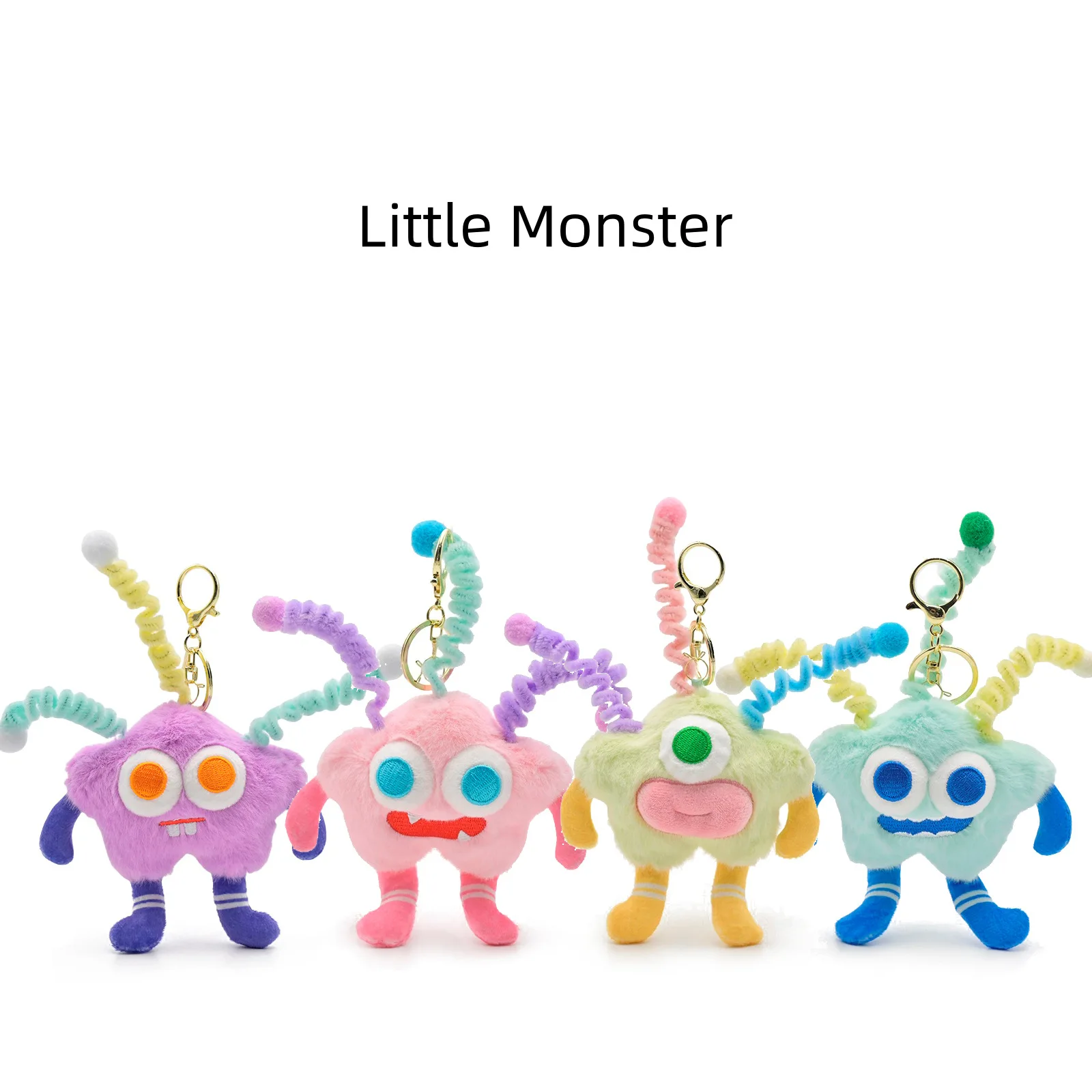 Hot selling new product funny twisted little monster plush toy keychain pendant  colorful unique doll machine doll cool decorate