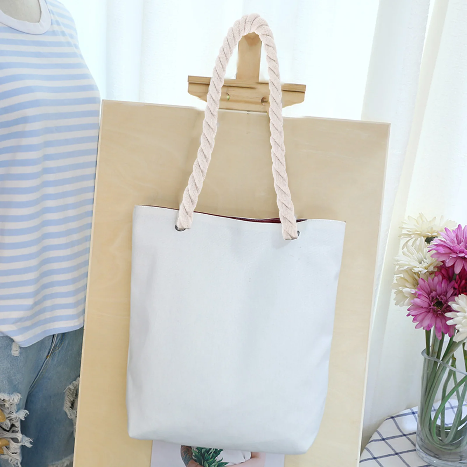 

2Pcs Sand Beach Bag Handles Replacement Rope Design Detachable Handbag Straps DIY Decorative Carrying Handles for Women