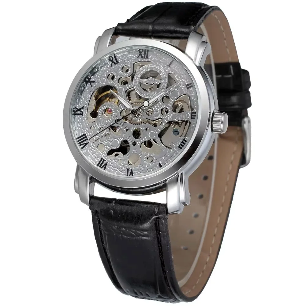 

ПОБЕДИТЕЛЬ Модные мужские и женские часы, серебряные часы с полым циферблатом, автоматические механические наручные часы