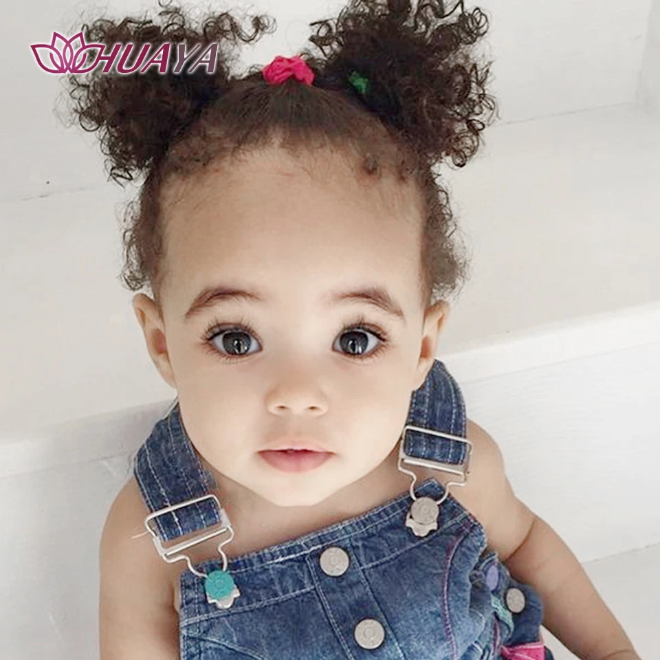 Synthetic Afro Puff Ponytail for Little Girls Kids Small Hair Buns Kinky Curly Hair Donut Chignon Extension Hairpieces with Hair