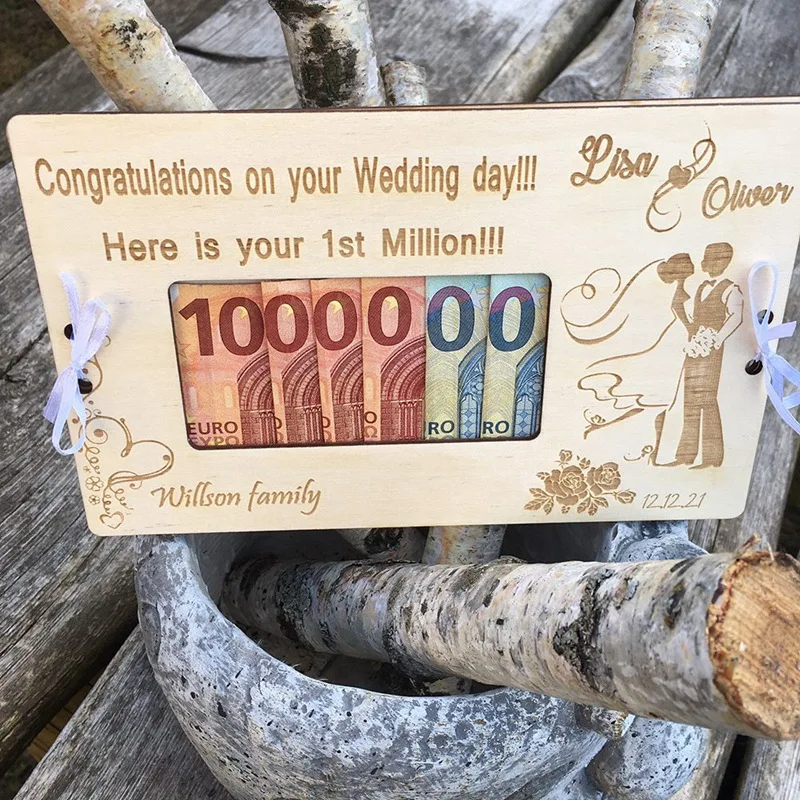 

1 Pieces Personalised Wedding Gift Box Wooden Money Gift Box Idea Wooden Gift Card