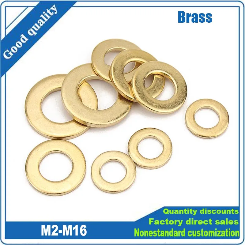 2/5/10/20/25/30/50/100pcs M2 M2.5 M3 M4 M5 M6 M8 M10 M12 M14 M16 None-standard Solid Brass Copper Flat Washer DIY Plain Gaskets