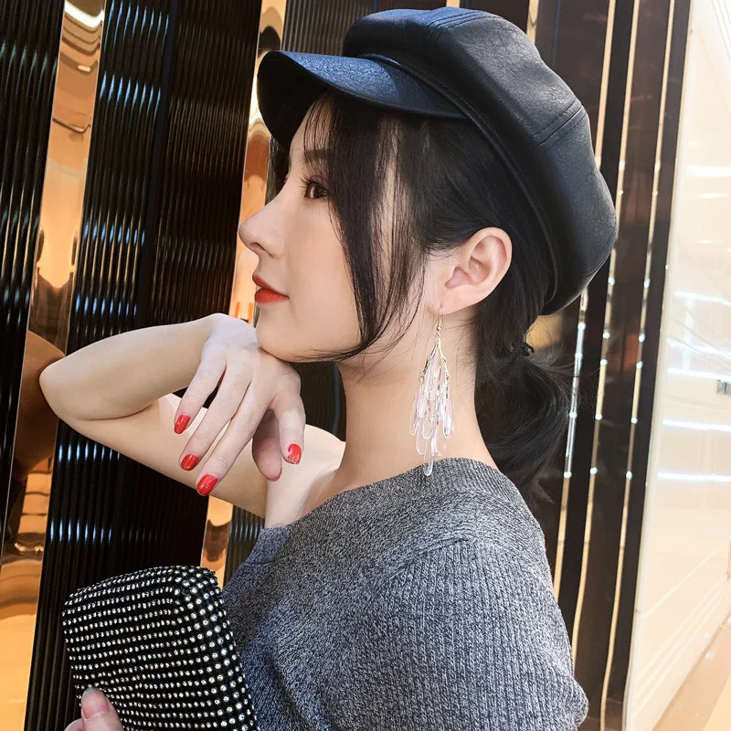 Exaggerated Transparent Waterdrop Earring Crystal Long Tassel Earrings For Women Fashion Dangle Pendientes Party Jewelry Gift