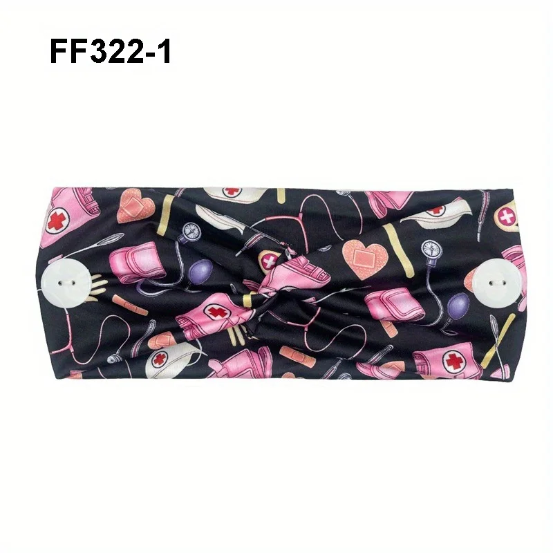 1-teiliges Krankenschwester-Stirnband für Damen mit Knopf, breites Stirnband, verwendet für Krankenschwestern, Ärzte, Schweißbänder, medizinische Versorgung, Sport, Yoga, Stirnband – Detail 6