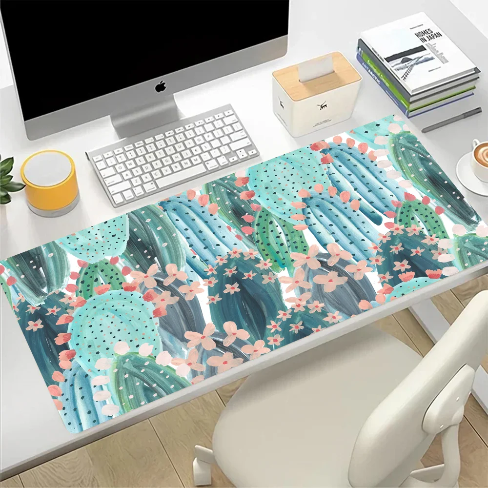 Cartoon Art Summer Cactus Large Mouse Pad Gaming Mousepad PC Gamer Computer Office Mouse Mat XXL Laptop Keyboard Mat Desk Pad