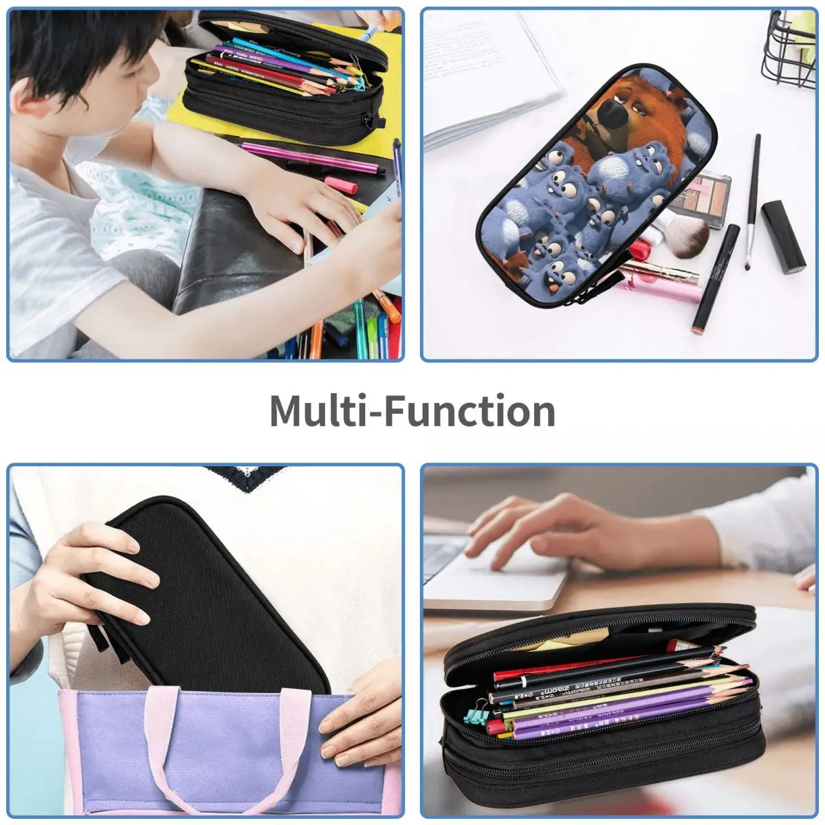 Grizzy And The Lemmings Pencil Cases Large Storage Pen Bags Pen Box Pencil Pouch For Boys Girls Student Stationery School Office