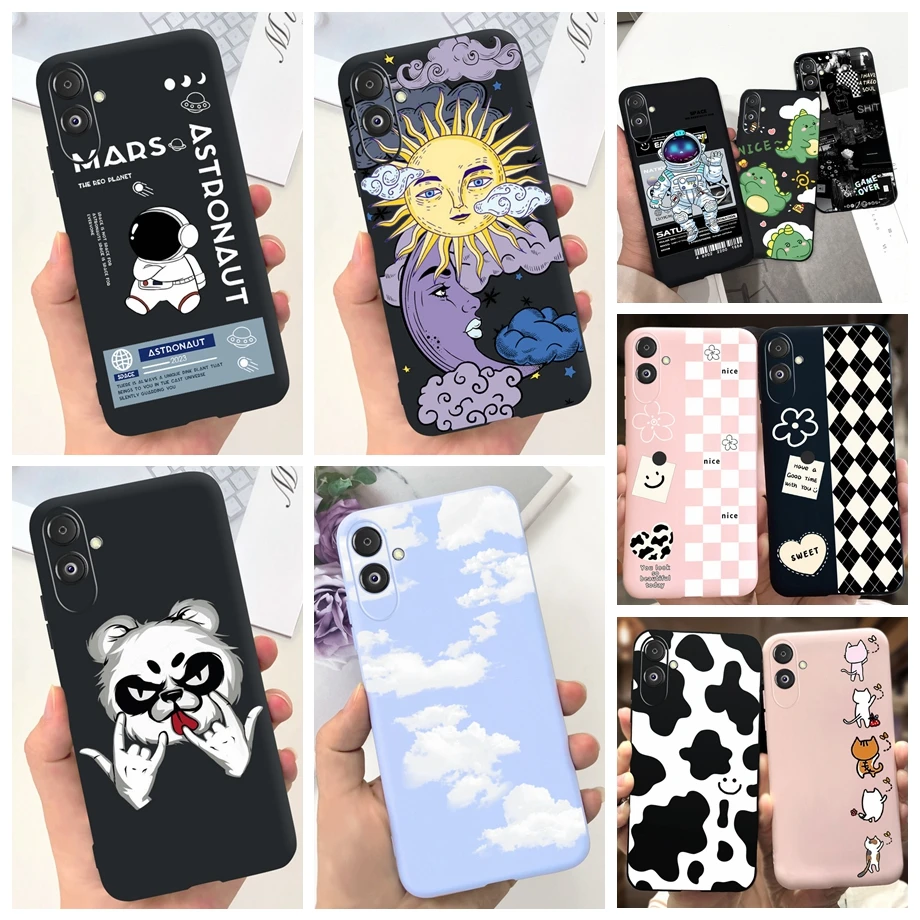 For Samsung Galaxy F14 Case Luxury Liquid Silicone Soft Bumper Coque For Samsung F14 SM-E146B Funda Milk Cow Cartoon Cover