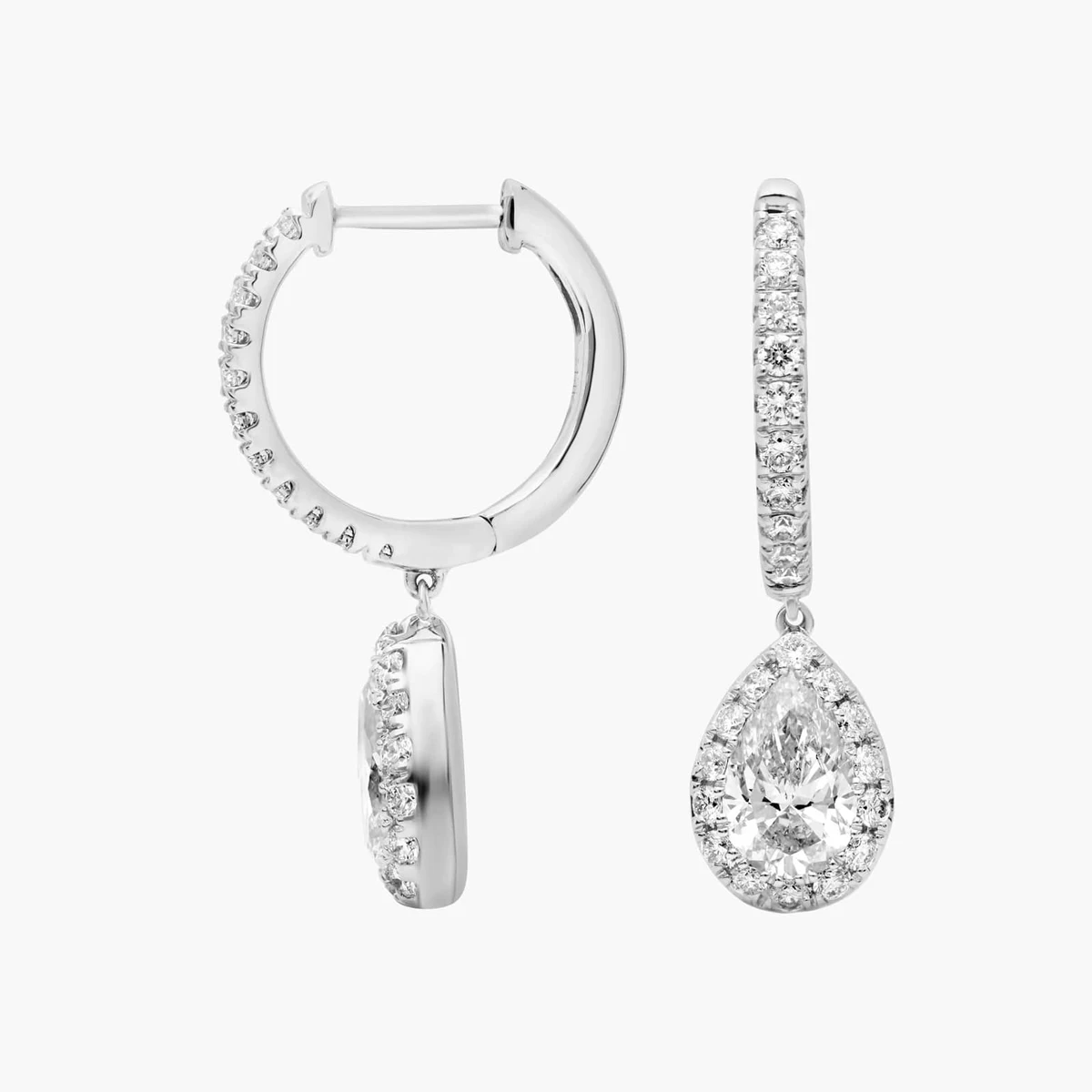 Fine Jewelry Pear Halo Diamond Dangle Earrings 14/18K White Gold Luxury Pear Cut Lab Grown Diamond Dangle Drop Earring For Women