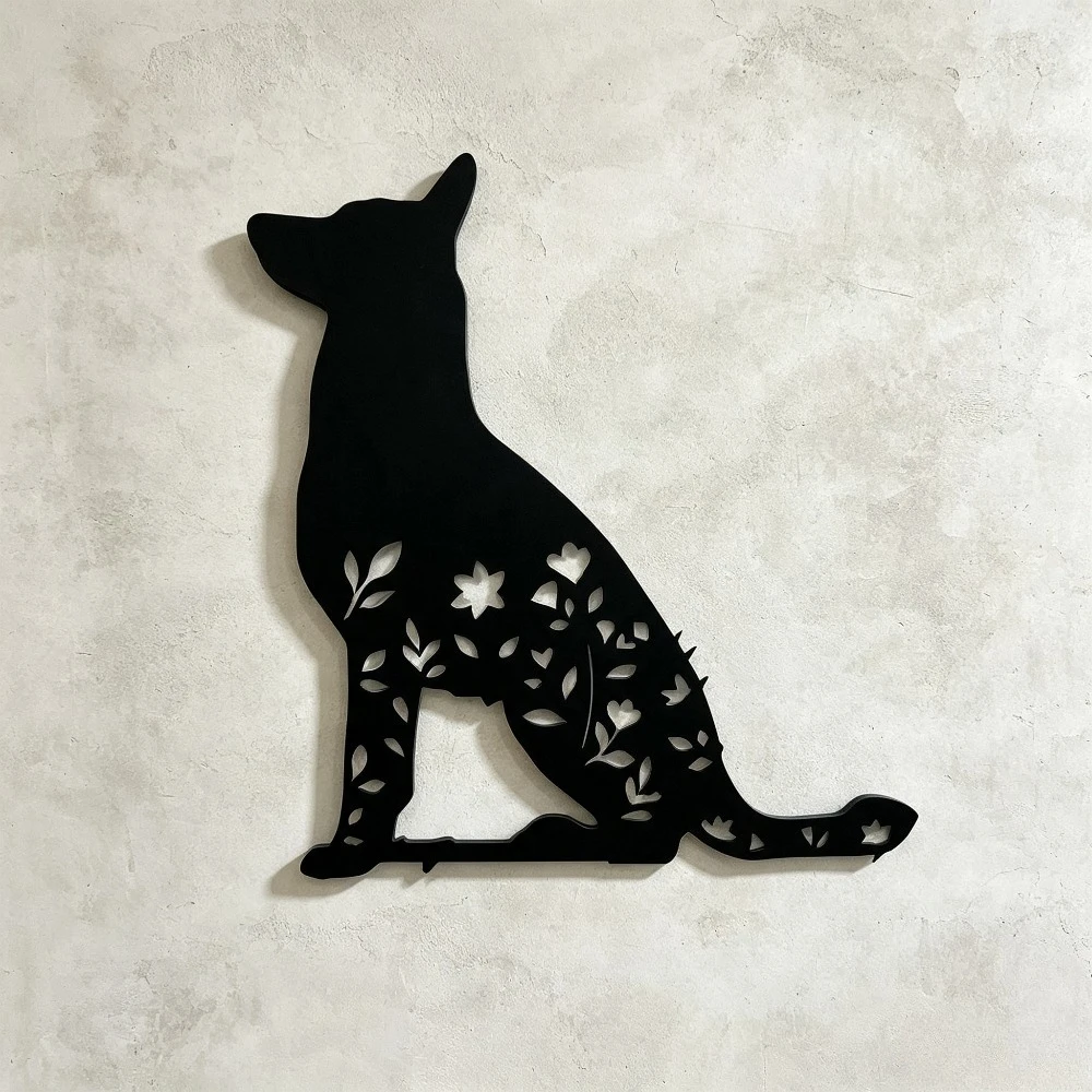CIFBUY Vintage Floral Dog Metal Wall Art Iron Sign Belgian Malinois Silhouette Star Decor Creative Gift For Dog Lovers Home Wall