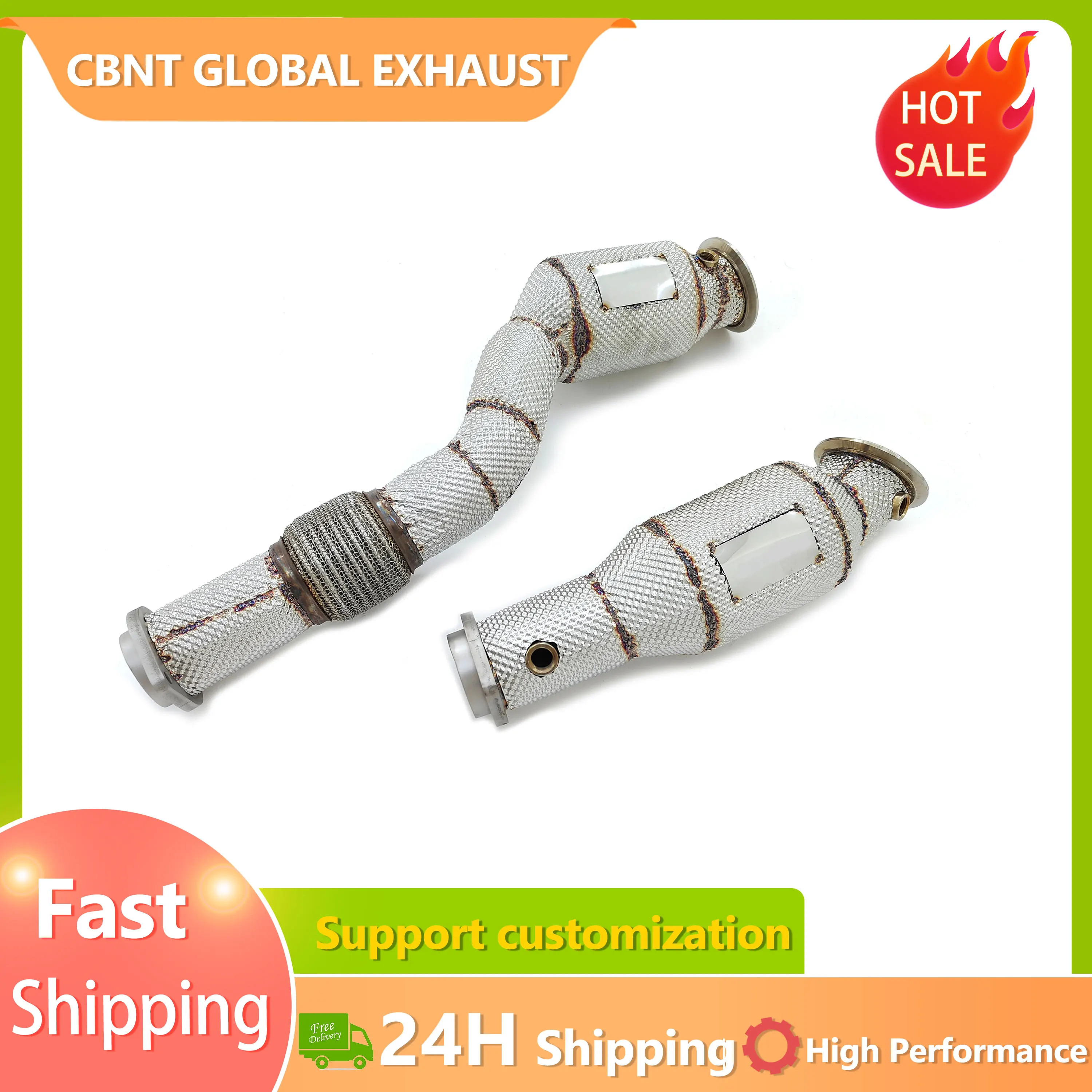 

CBNT In Stock Free Flow Catted/Catless Downpipe wiht Heat Shield for BMW M3 G80 M4 G82 M2 G87 S58 3.0T High Quality Exhaust Pipe