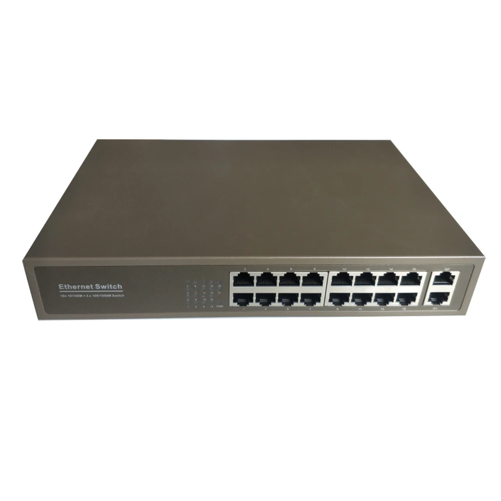 ONV PoE Switch H1218 16*10/100Mbps Auto-Sensing RJ45 ports + 2*10/100/1000M RJ45 Ports (Auto MDI/MDIX) Power Supply