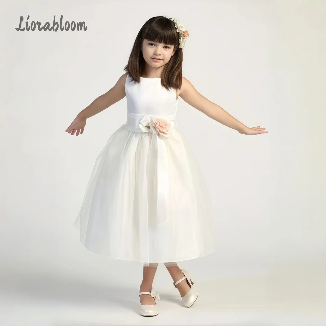 Abito da damigella personalizzato in pizzo, vestito da principessa in tulle con allacciatura posteriore, abito da festa nuziale