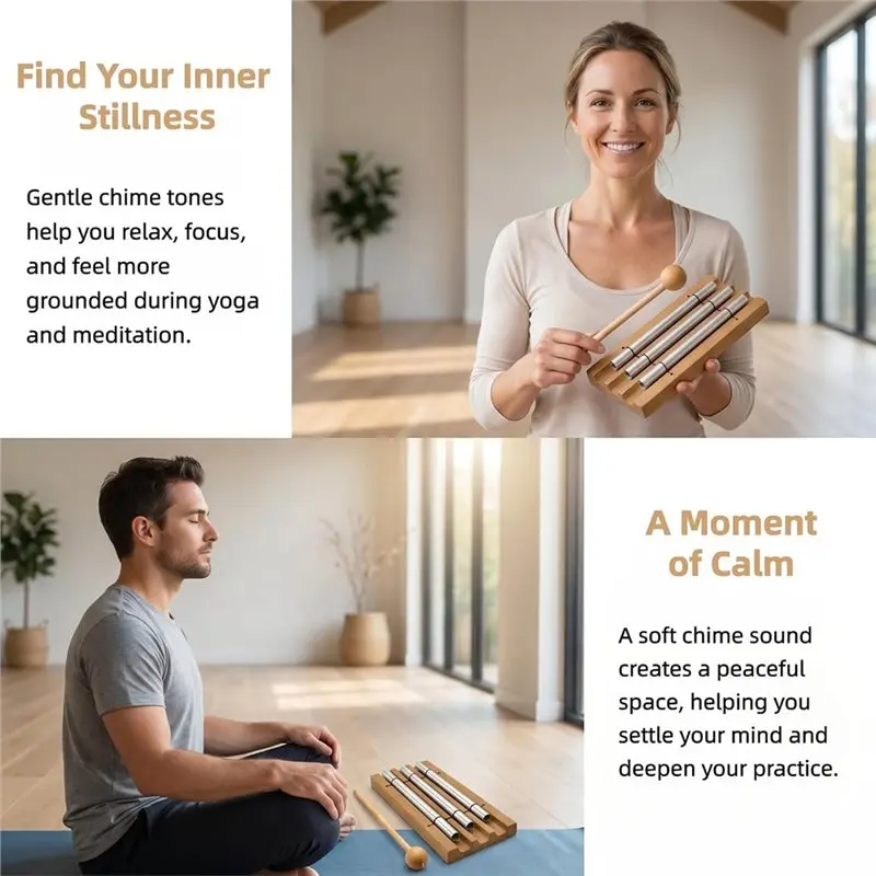 Hand Chime Bell For Healing, Meditation Chime Bar With Wooden Mallet For Yoga, Prayer, Focus And Relaxation