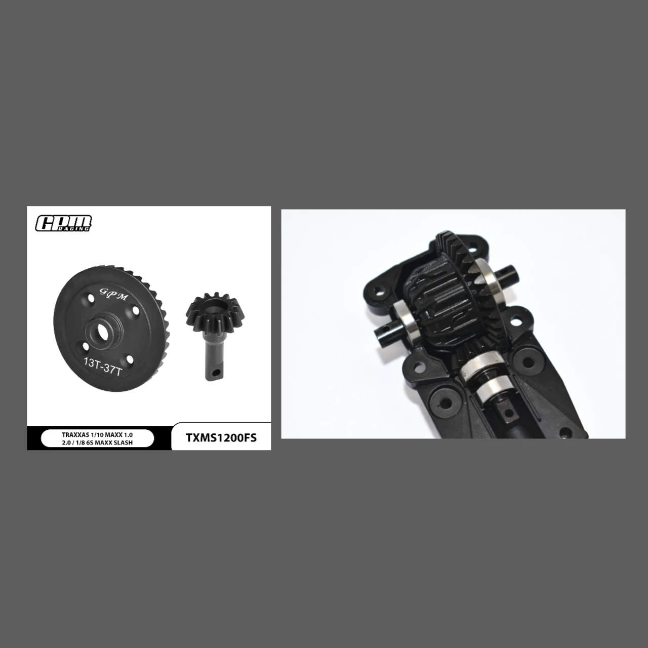 

GPM Harden Steel Front Diffs Ring Gear &Pinion Gear 1/10 Maxx 1.0 1/8 Maxx Slash