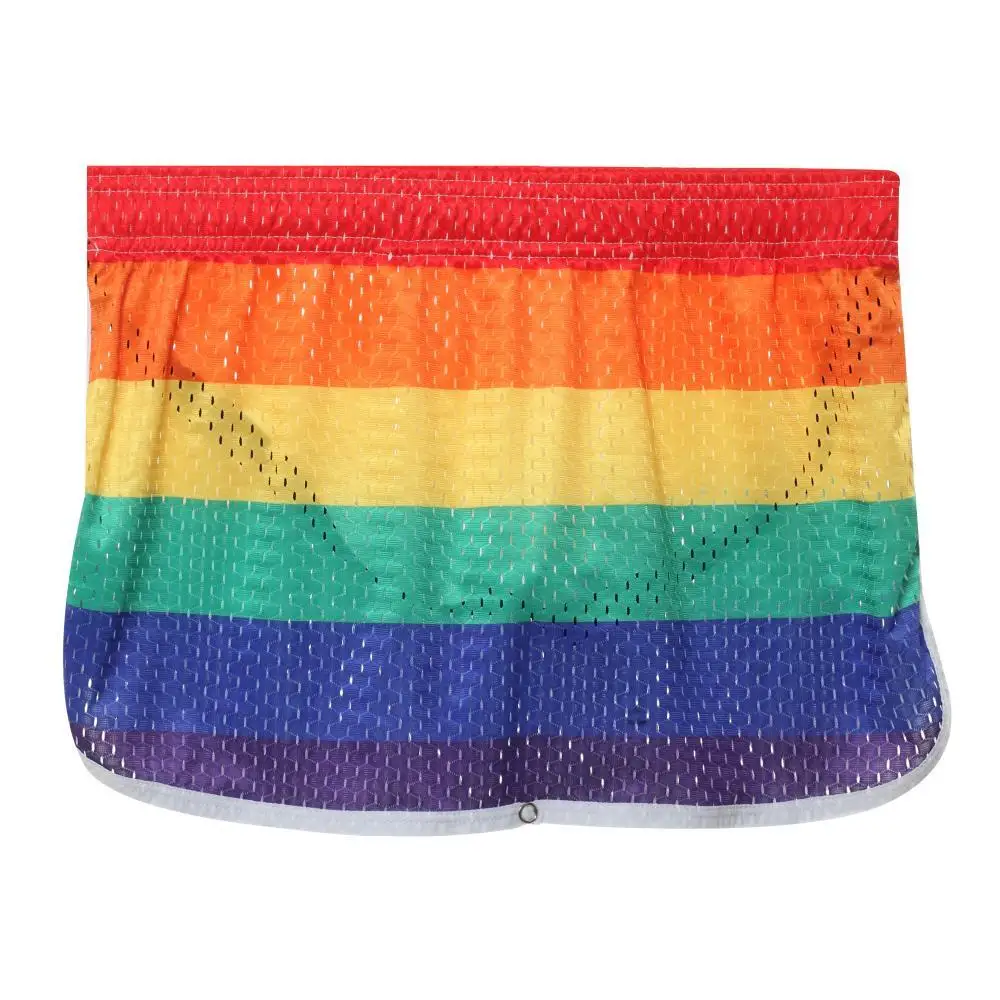 Men\'s Pajamas Shorts Skirts Breathable Mesh Elastic Underwear Boxer Shorts Sexy Homewear Men Sleep Bottoms Rainbow Shorts