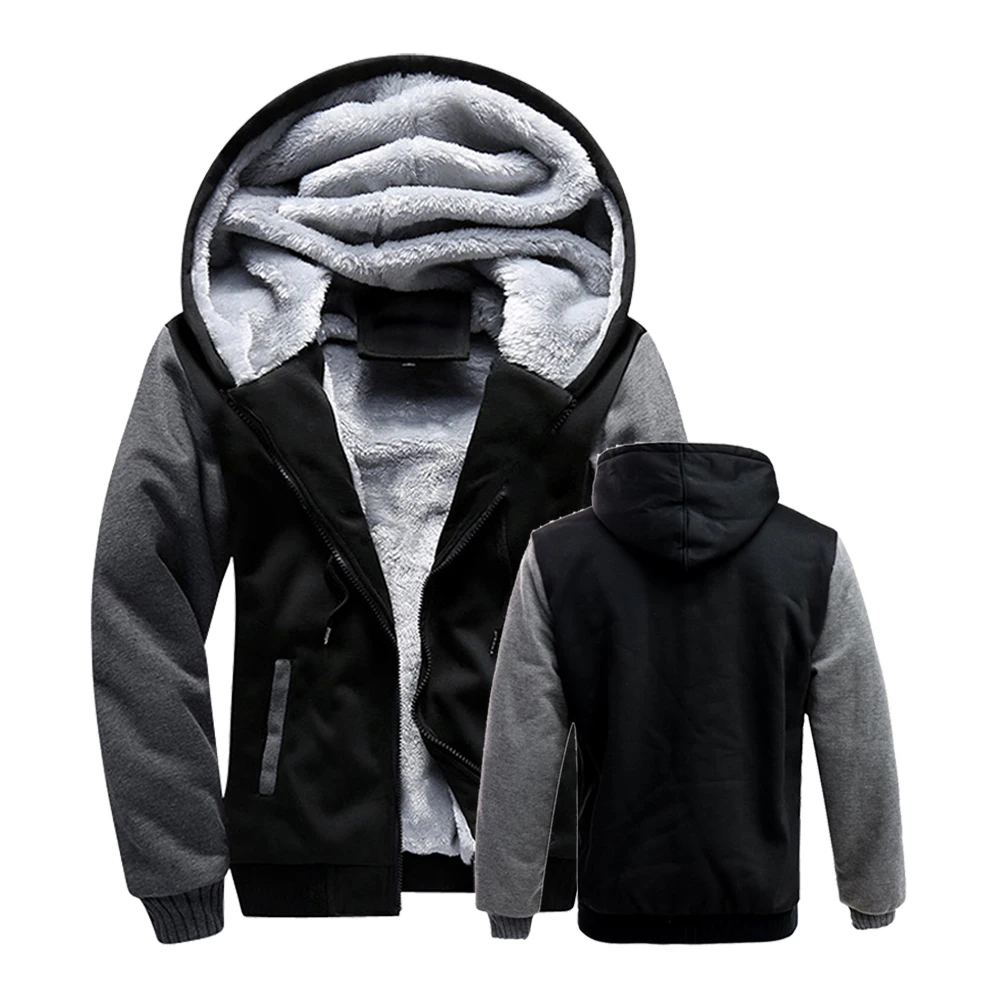 Winter Jacket Men Warm Coat Thick Fleece Male Zipper Hooded Jackets Casual Hooded Sportswear Outerwear Long Sleeves Sports Hoody