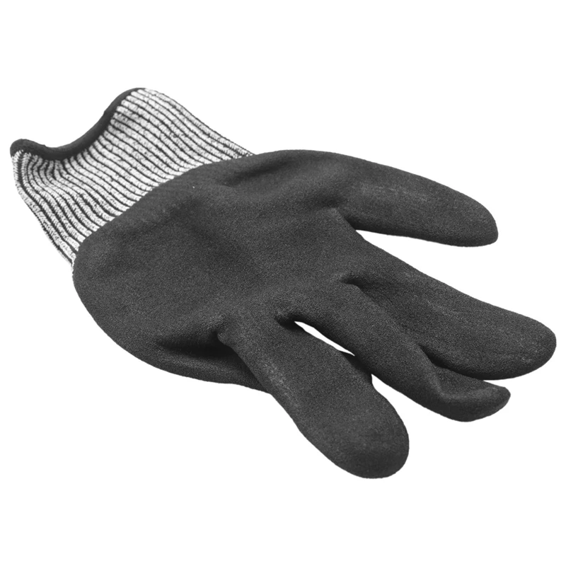 Guantes resistentes a los cortes Nivel 5, ajuste elástico cómodo 3D, espuma de nitrilo duradera Power Grip, gris, 3 pares (L)