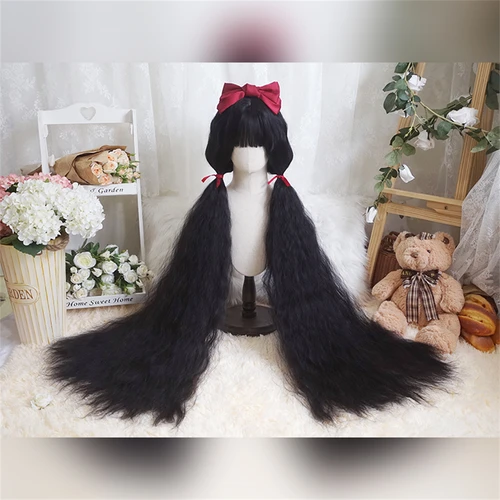 Imagen 2 del producto Pelucas sintéticas de pelo largo ondulado de 110cm para mujer, peluca Coaplay Lolita roja y marrón con flequillo, pelucas de pelo Natural para mujer, fibra resistente al calor