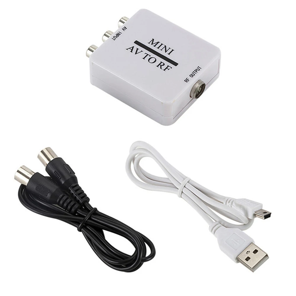 

AV to RF Signal Modulator Converter Adapter with Composite Input and RF Output Portable and Play for TV Devices