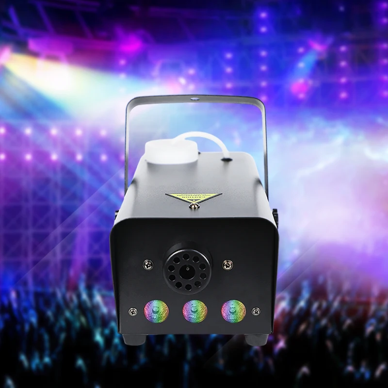 Machine à brouillard avec 3 lumières LED RVB, machine à fumée 500 W pour fête sur scène Halloween Noël DJ Performance Mariage, télécommande