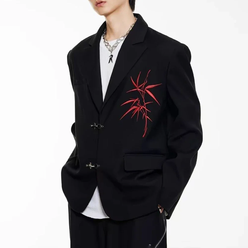 

Pop Mens Jacket Red Bamboo Performance Jacket Spring Streetwear Chinese Fashion Casual Youth Campus Long Sleeve Top Men'S Nice N