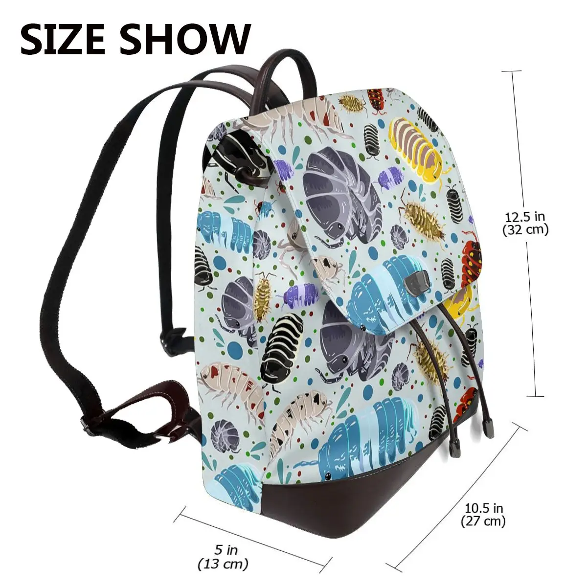 Isopods Insect Animal Pattern Bookbag School Student Bags Hiking Travel Daypack for Women Fashion Derma Backpack