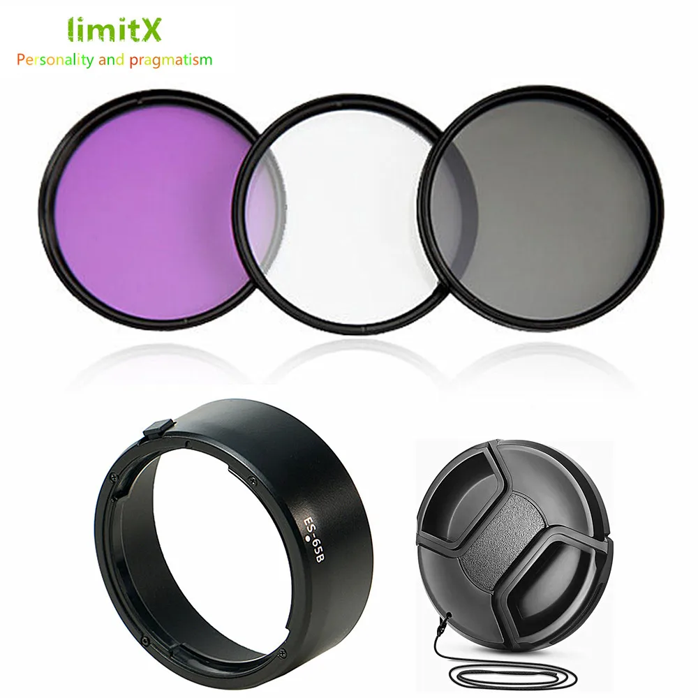UV CPL FLD Filter Kit ES65B Bayonet Lens Hood Cap For Canon RF