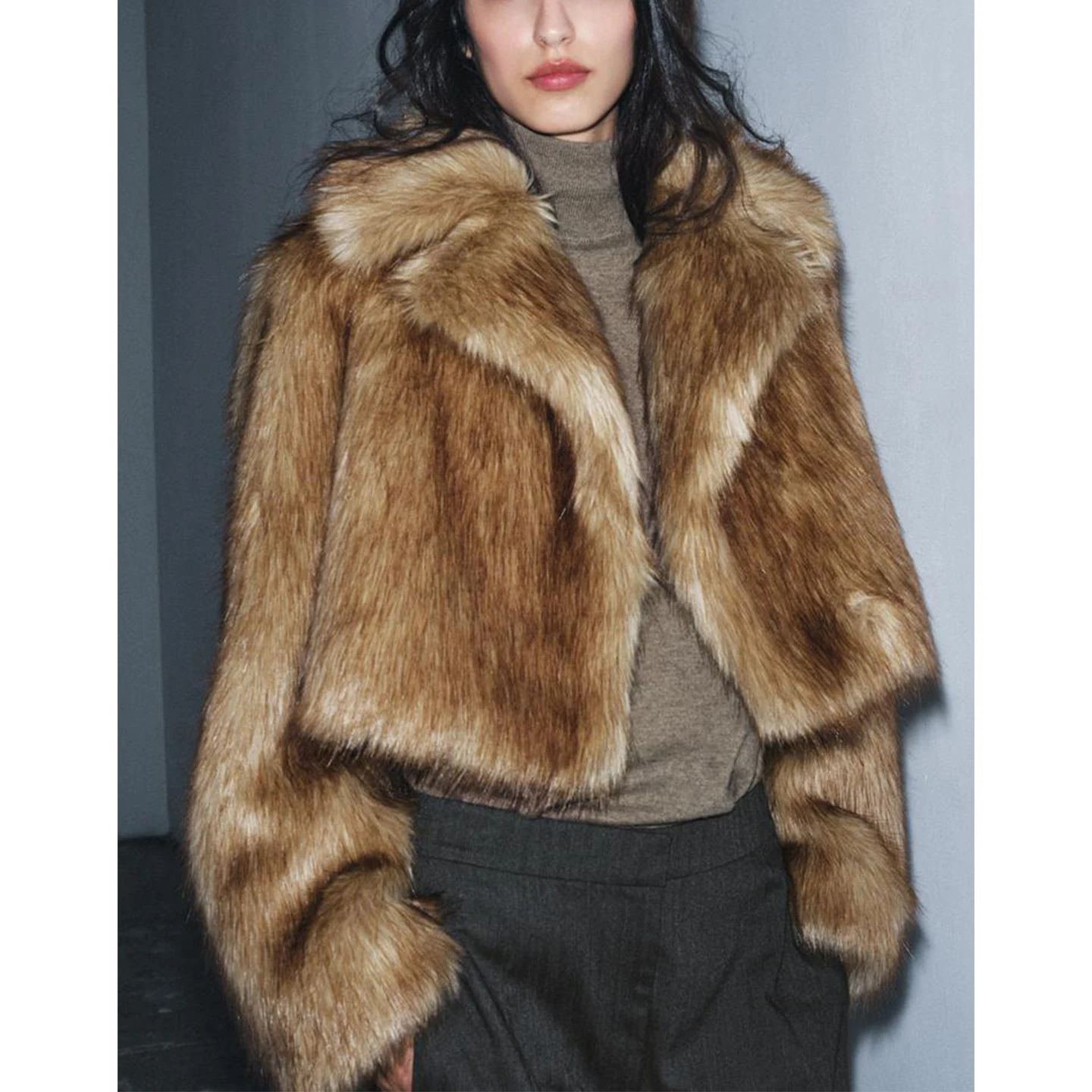 Chaqueta Casual Corta sin Mangas para Mujer, Estilo Nuevo de Otoño Invierno, Abrigo de Pelo Artificial con Cuello de Solapa d...