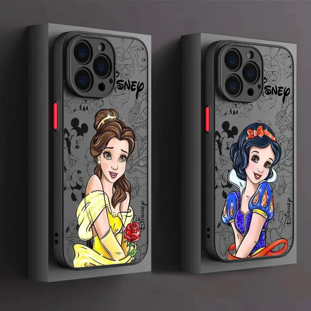 Case For Apple iPhone 11 13 15 14 Pro Max 12 Mini 7 8 Plus XR X XS XE 6 6S Skin Feel Scrub Phone Cover Princess Disney Shell