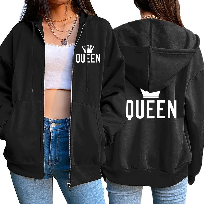 

Quality Women's Zipper Cardigan Hooded Sweatshirt Printing Outfits Fashion Casual Jogging Top Clothing Lady Versatile Sport Coat