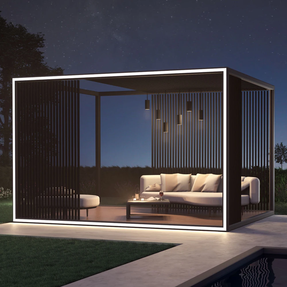 Modern Design Outdoor Motorized Pergola Graphite Grey Aluminium Garden Furniture Pergolas and Gazebos