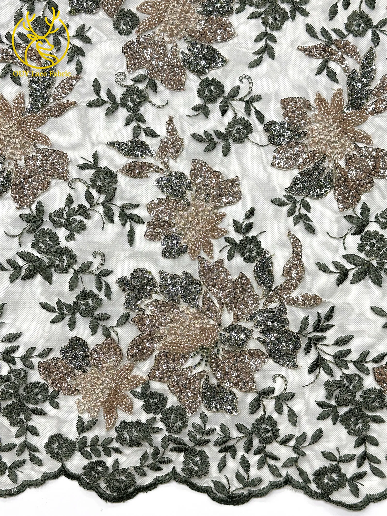 Neues Design Französische Pailletten-Stickerei Spitzenstoff 2026 Hochwertige Afrikanische Perlen-Spitze Nigerianisches Party-Abendkleid Nähzubehör – Detail 8