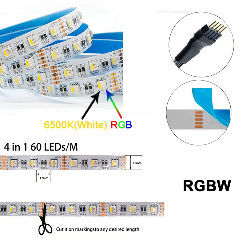 5M 300LEDs su geçirmez RGB LED şerit 5050 DC12V 60LEDs/M esnek ışık kemer Led şerit bant ev dekorasyon 24V RGBW lamba şeritleri